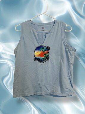 Vintage Tommy Hilfiger Sunset Colorblock V-Neck Crop Top